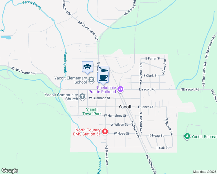 map of restaurants, bars, coffee shops, grocery stores, and more near 206 West Yacolt Road in Yacolt