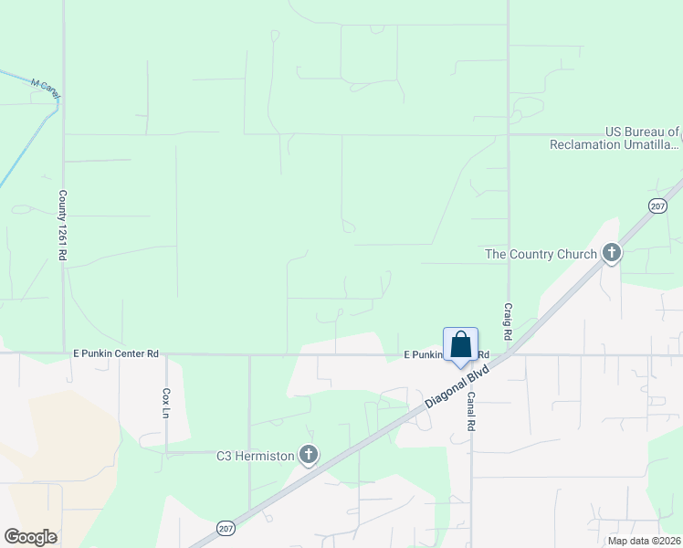 map of restaurants, bars, coffee shops, grocery stores, and more near 32265 East Punkin Center Road in Hermiston