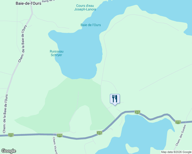 map of restaurants, bars, coffee shops, grocery stores, and more near 373 Chemin Caron in Lac-Simon