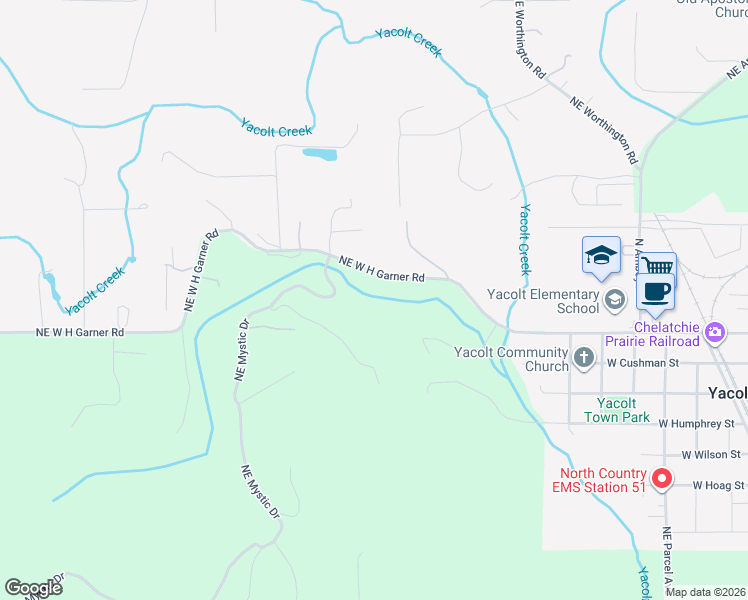 map of restaurants, bars, coffee shops, grocery stores, and more near 24511 Northeast West H Garner Road in Yacolt