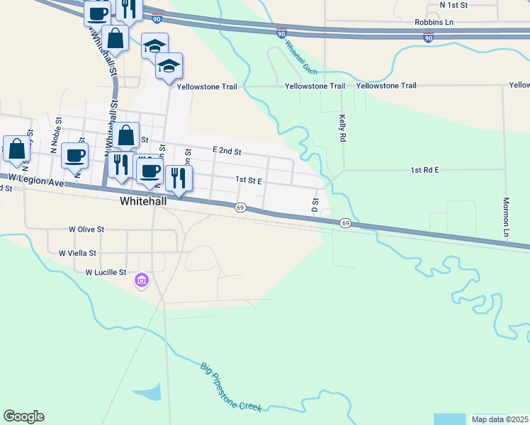 map of restaurants, bars, coffee shops, grocery stores, and more near 400 East Legion Avenue in Whitehall