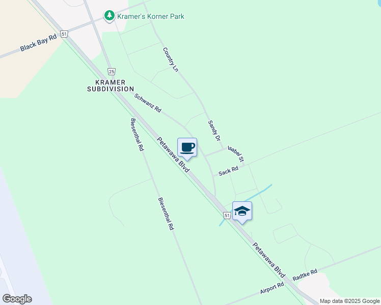 map of restaurants, bars, coffee shops, grocery stores, and more near 95 Schwanz Road in Petawawa