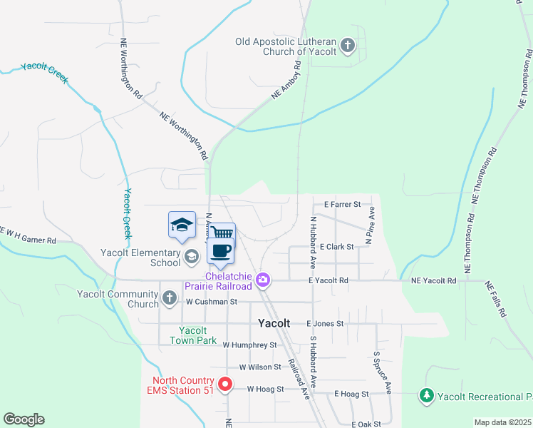 map of restaurants, bars, coffee shops, grocery stores, and more near 262 West Christy Court in Yacolt