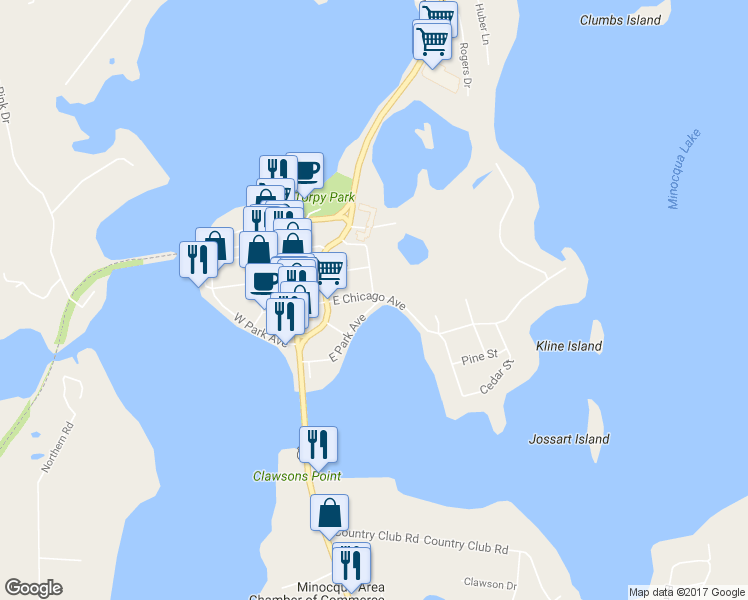 map of restaurants, bars, coffee shops, grocery stores, and more near 522 Menominee Street in Minocqua