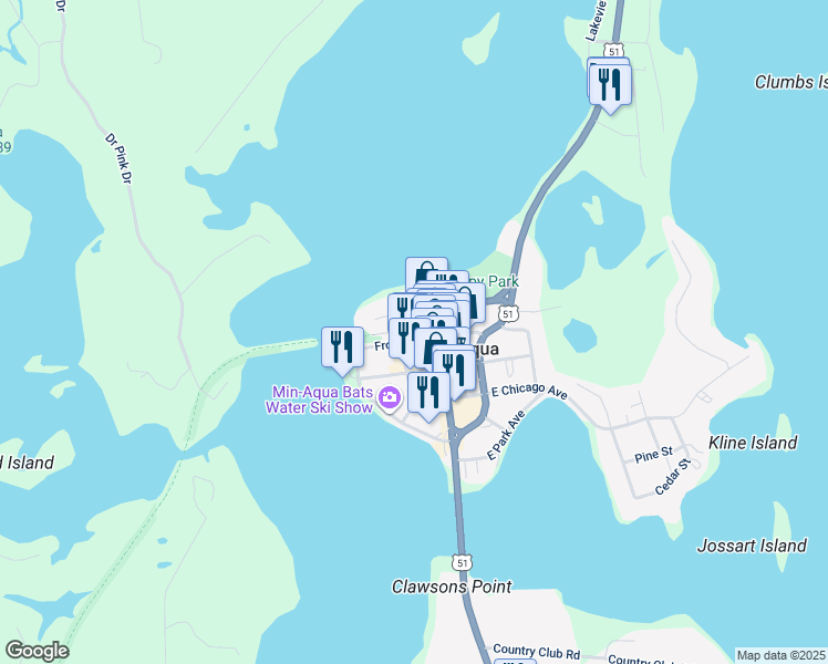 map of restaurants, bars, coffee shops, grocery stores, and more near 230 East Front Street in Minocqua