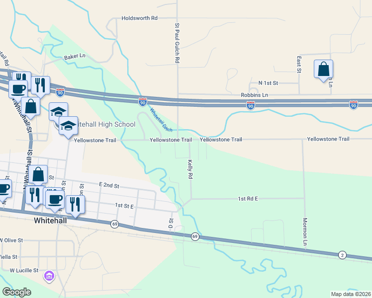 map of restaurants, bars, coffee shops, grocery stores, and more near 3 Kelly Road in Whitehall