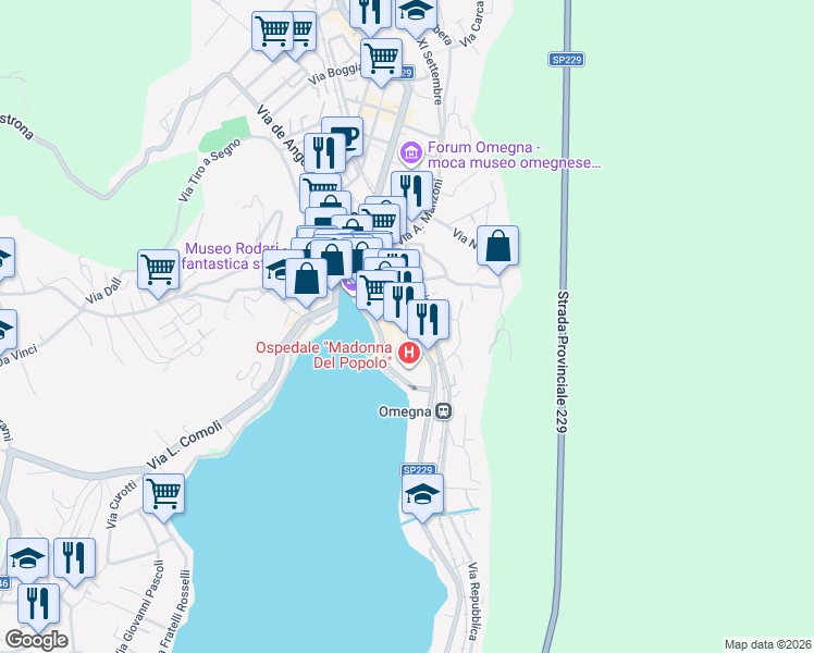 map of restaurants, bars, coffee shops, grocery stores, and more near 47 Via E. de Amicis in Omegna