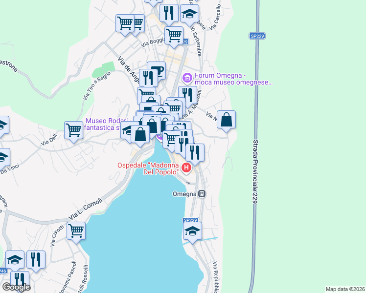 map of restaurants, bars, coffee shops, grocery stores, and more near 47 Via E. de Amicis in Omegna