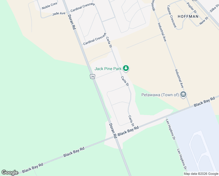 map of restaurants, bars, coffee shops, grocery stores, and more near 12 Jamie Crescent in Petawawa