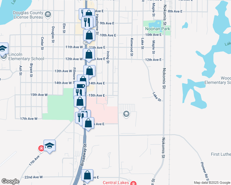 map of restaurants, bars, coffee shops, grocery stores, and more near 1412 Jefferson Street in Alexandria