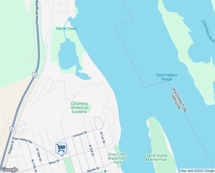 map of restaurants, bars, coffee shops, grocery stores, and more near 585 Grey Cliffs Road in St. Helens