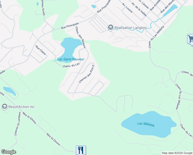 map of restaurants, bars, coffee shops, grocery stores, and more near 29 Chemin des Sources in Saint-Sauveur