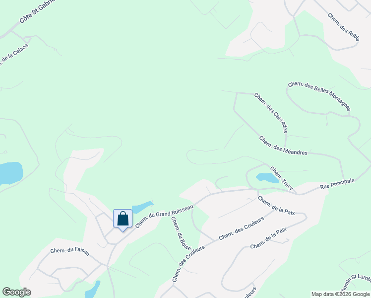 map of restaurants, bars, coffee shops, grocery stores, and more near 74 Chemin Tracy in Saint-Sauveur