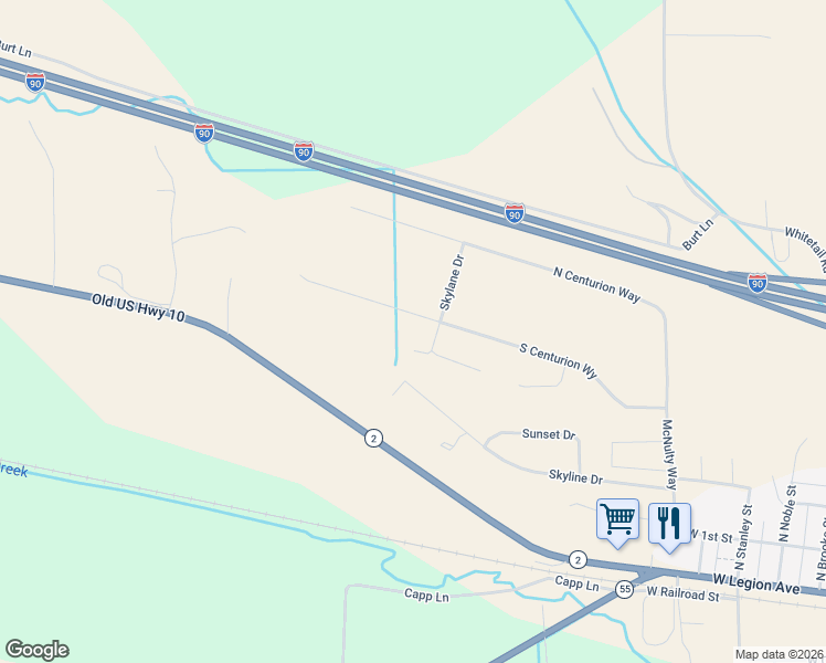 map of restaurants, bars, coffee shops, grocery stores, and more near 198-204 N Centurion Way in Whitehall