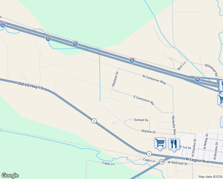 map of restaurants, bars, coffee shops, grocery stores, and more near 198 North Centurion Way in Whitehall