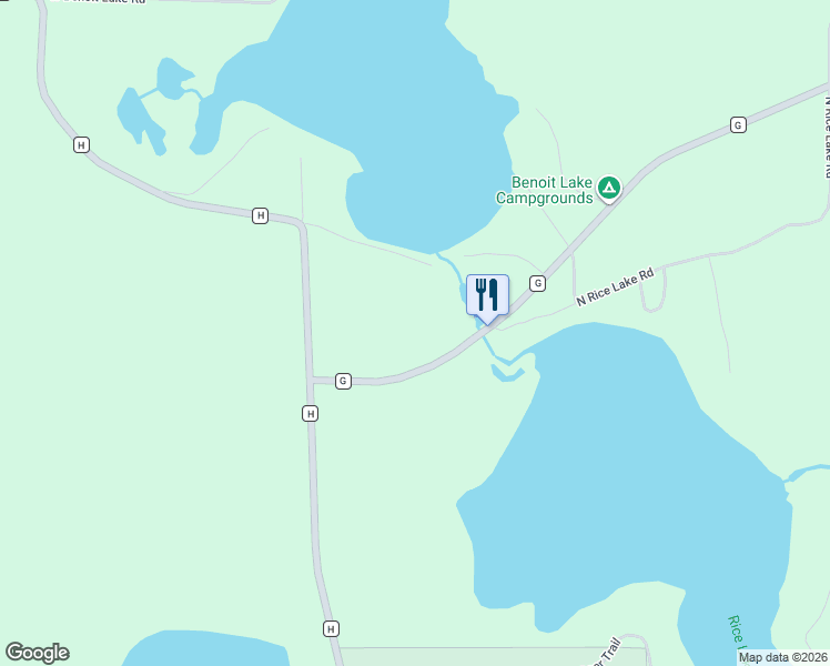 map of restaurants, bars, coffee shops, grocery stores, and more near 2161 County Road G in Spooner