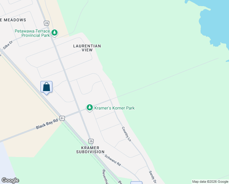 map of restaurants, bars, coffee shops, grocery stores, and more near 37 Selley Street in Petawawa