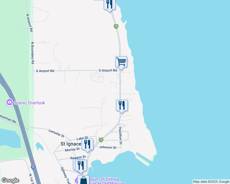map of restaurants, bars, coffee shops, grocery stores, and more near 811 North State Street in St. Ignace