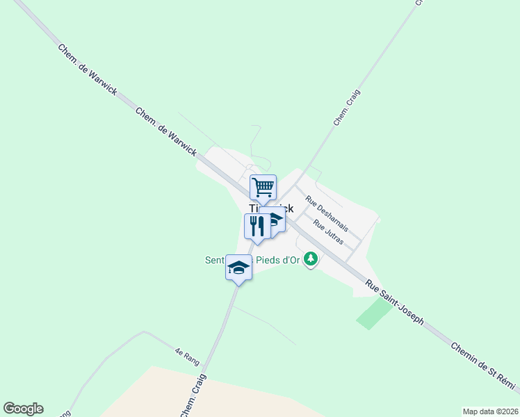 map of restaurants, bars, coffee shops, grocery stores, and more near 1198 Rue Saint-Joseph in Tingwick