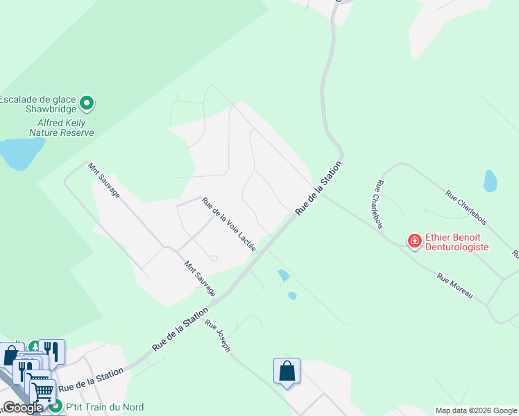 map of restaurants, bars, coffee shops, grocery stores, and more near 1480 Rue Vigneault in Prévost