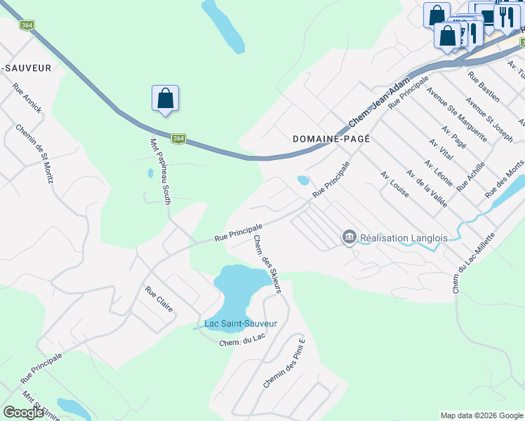 map of restaurants, bars, coffee shops, grocery stores, and more near 729 Rue Principale in Saint-Sauveur