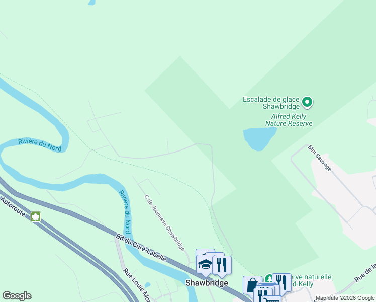 map of restaurants, bars, coffee shops, grocery stores, and more near 1104 Chemin du Massif in Prévost