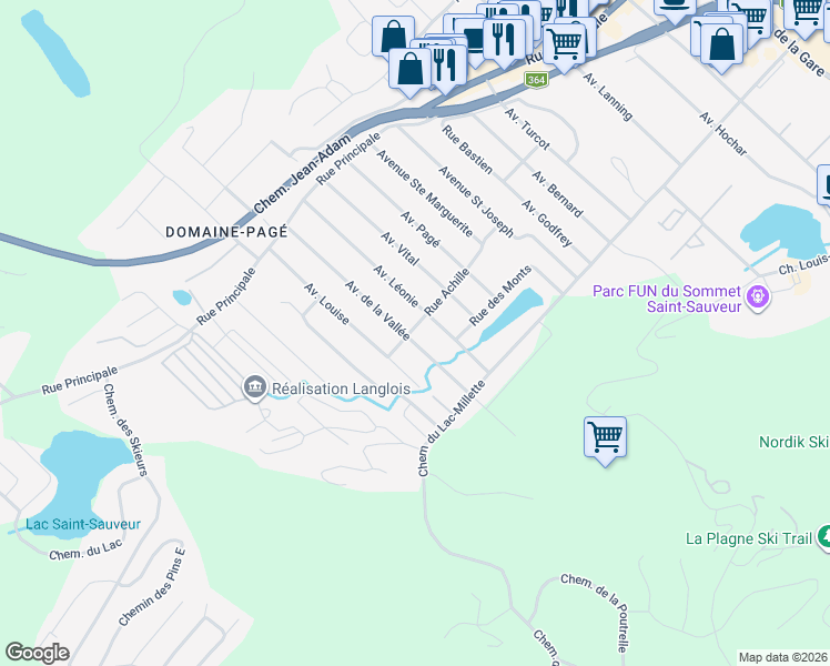 map of restaurants, bars, coffee shops, grocery stores, and more near 84 Avenue de la Vallée in Saint-Sauveur