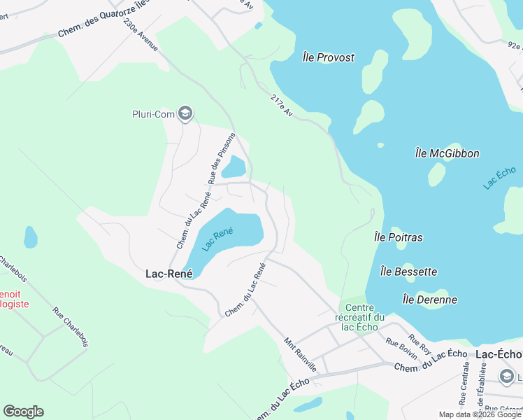map of restaurants, bars, coffee shops, grocery stores, and more near 1529 Chemin du Lac René in Prévost