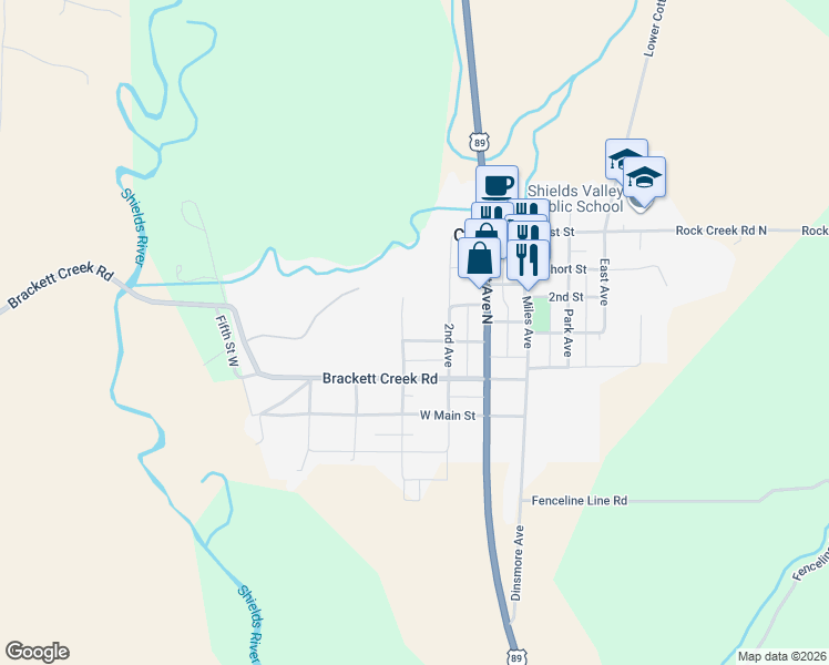 map of restaurants, bars, coffee shops, grocery stores, and more near 3rd Avenue in Livingston