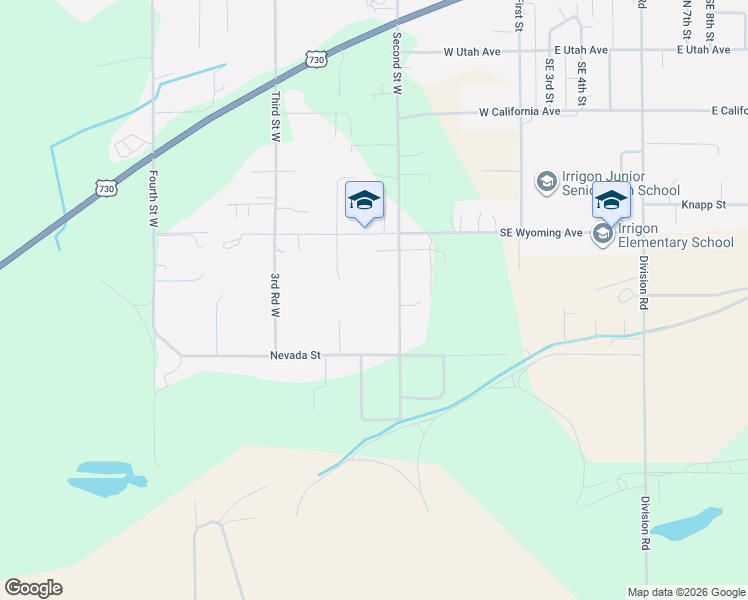 map of restaurants, bars, coffee shops, grocery stores, and more near 630 Second Street West in Irrigon