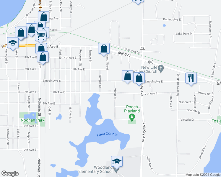 map of restaurants, bars, coffee shops, grocery stores, and more near 1405 7th Avenue East in Alexandria