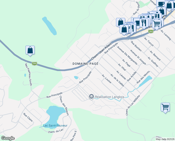 map of restaurants, bars, coffee shops, grocery stores, and more near 541 Rue Principale in Saint-Sauveur