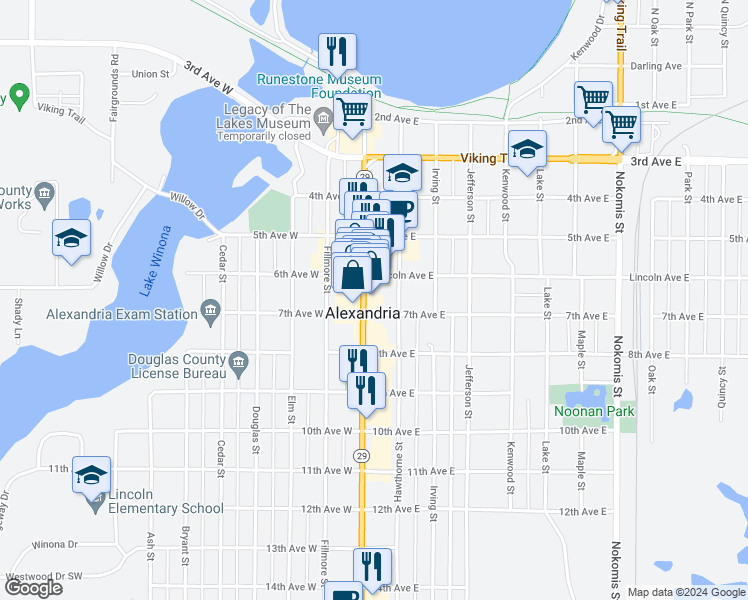 map of restaurants, bars, coffee shops, grocery stores, and more near in Alexandria