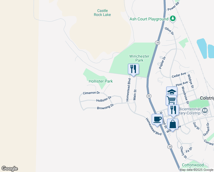 map of restaurants, bars, coffee shops, grocery stores, and more near 6954 Winchester Drive in Colstrip