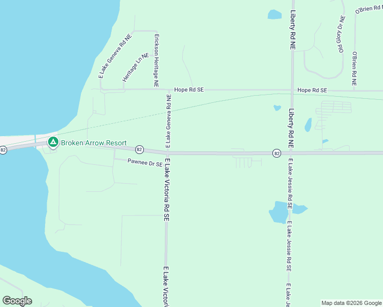 map of restaurants, bars, coffee shops, grocery stores, and more near 4256 County Road 82 Southeast in Alexandria