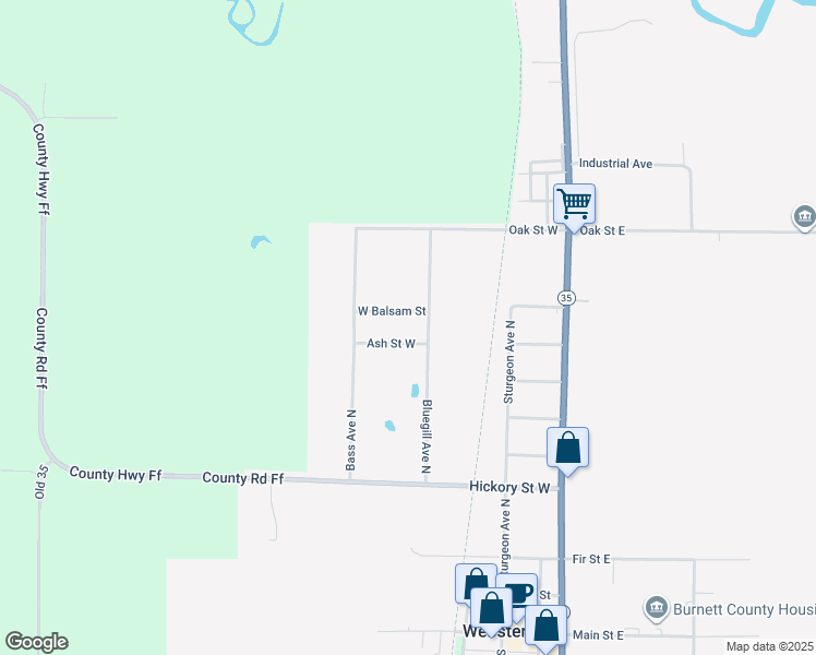 map of restaurants, bars, coffee shops, grocery stores, and more near 7514 West Balsam Street in Webster