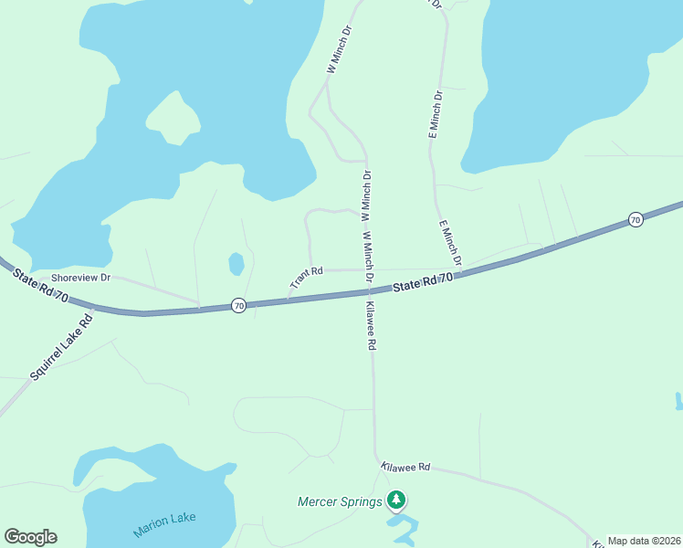 map of restaurants, bars, coffee shops, grocery stores, and more near 11389 Trant Road in Minocqua