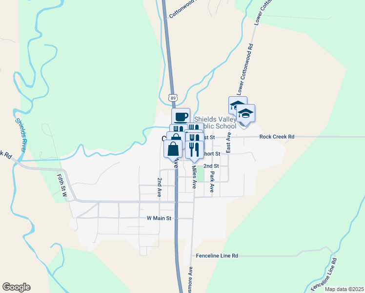 map of restaurants, bars, coffee shops, grocery stores, and more near in Clyde Park