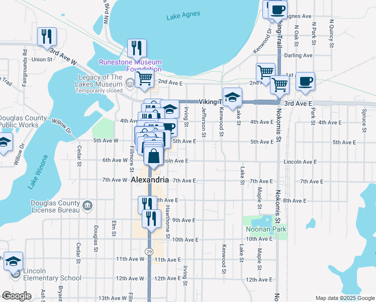 map of restaurants, bars, coffee shops, grocery stores, and more near 511 Irving Street in Alexandria