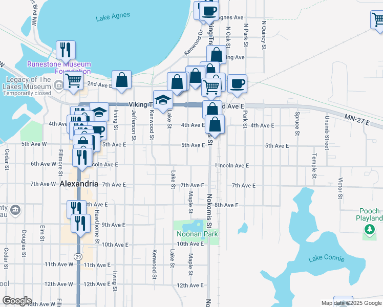 map of restaurants, bars, coffee shops, grocery stores, and more near 511 Maple Street in Alexandria