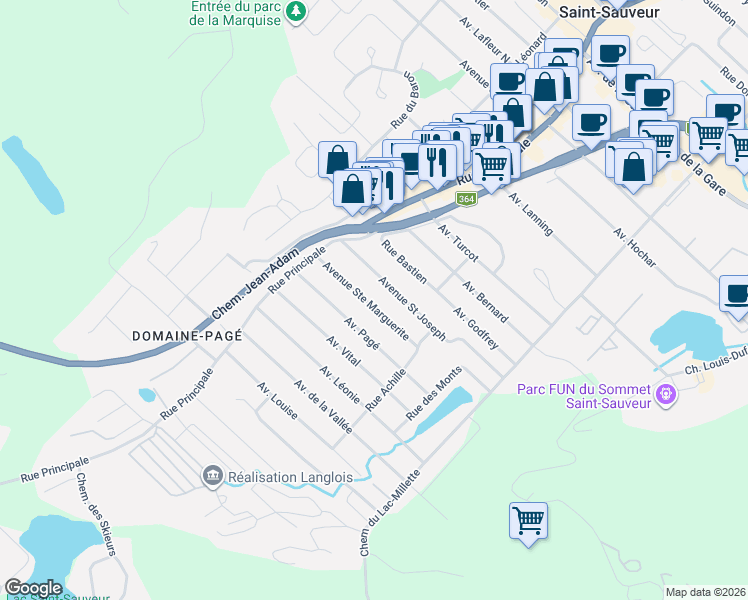 map of restaurants, bars, coffee shops, grocery stores, and more near 46 Avenue Sainte Marguerite in Saint-Sauveur