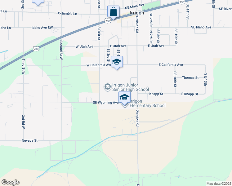 map of restaurants, bars, coffee shops, grocery stores, and more near 315 Southeast Wyoming Avenue in Irrigon