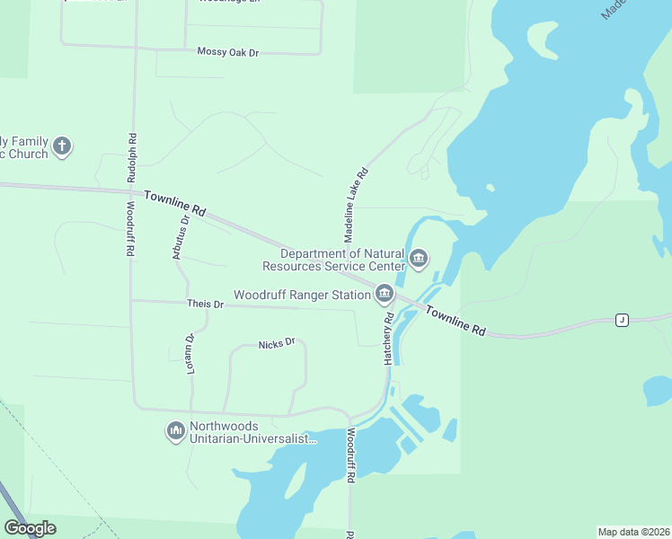 map of restaurants, bars, coffee shops, grocery stores, and more near 8801 Townline Road in Woodruff
