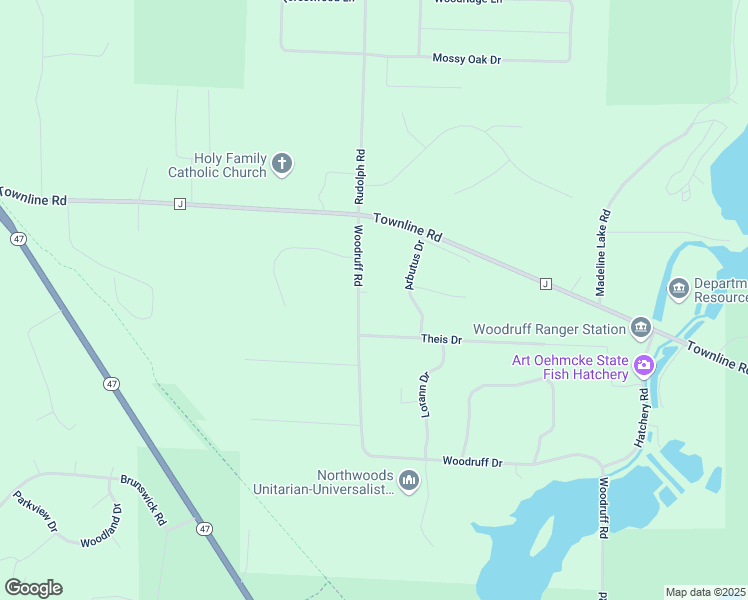 map of restaurants, bars, coffee shops, grocery stores, and more near 9078 Woodruff Drive in Woodruff