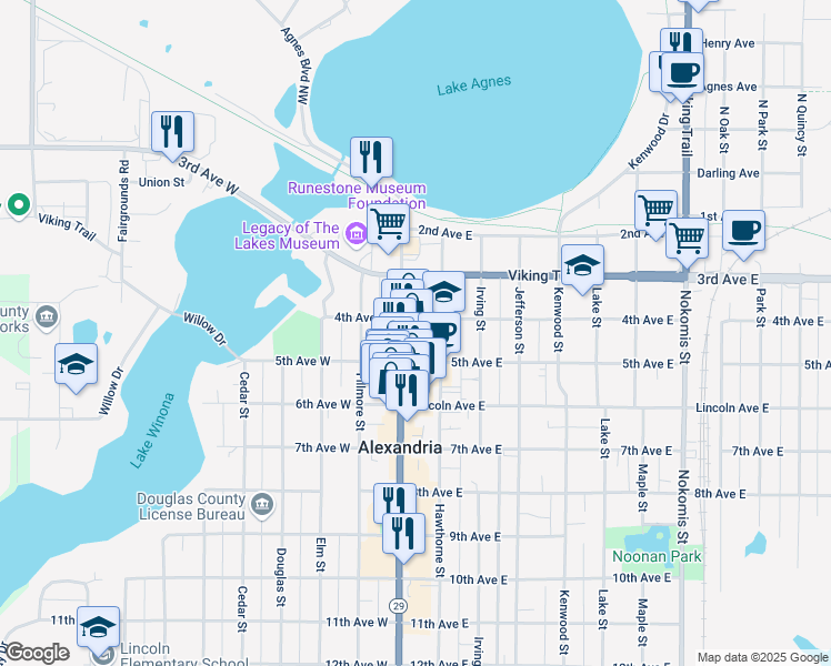 map of restaurants, bars, coffee shops, grocery stores, and more near 403 Broadway Street in Alexandria