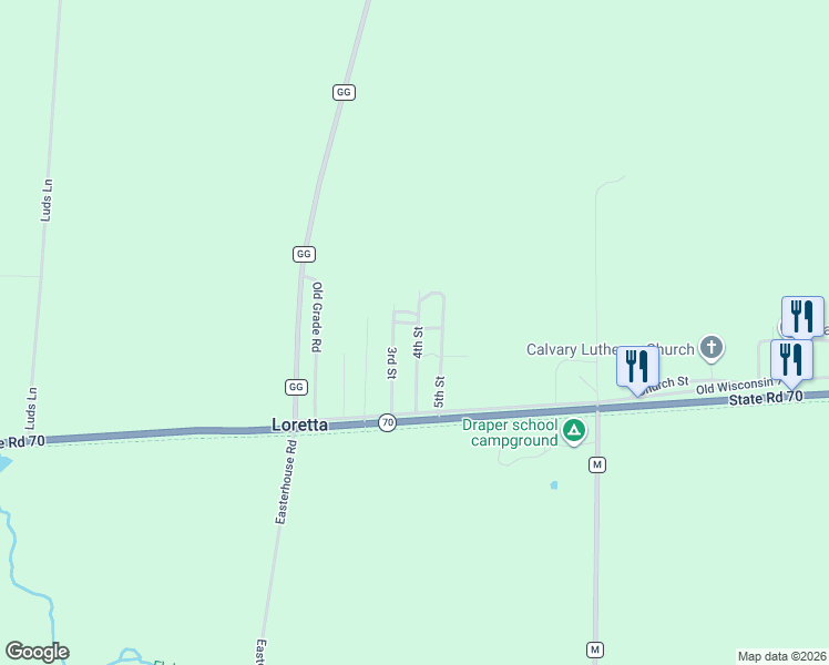 map of restaurants, bars, coffee shops, grocery stores, and more near 7015 4th Street in Loretta