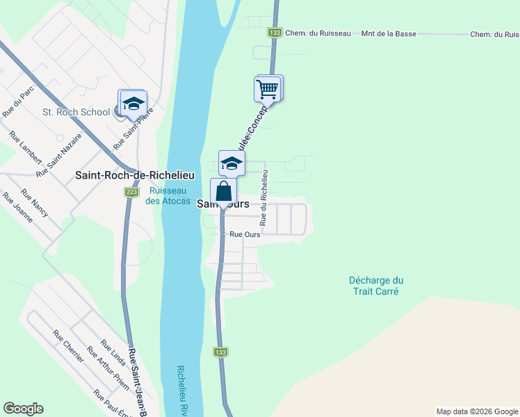 map of restaurants, bars, coffee shops, grocery stores, and more near 70 Avenue de la Traverse in Saint-Ours
