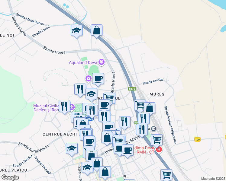 map of restaurants, bars, coffee shops, grocery stores, and more near in Deva