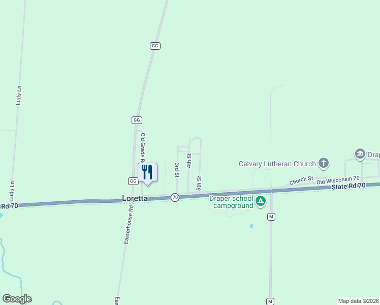 map of restaurants, bars, coffee shops, grocery stores, and more near 7015 4th Street in Loretta