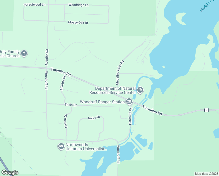 map of restaurants, bars, coffee shops, grocery stores, and more near 8801 Townline Road in Woodruff